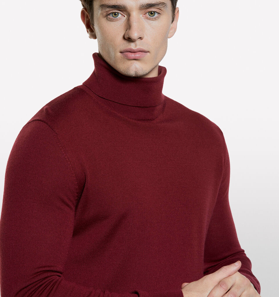 Garnet red sweater with high neck - men's high neck sweaters - Burgundy | Sisley image number 4